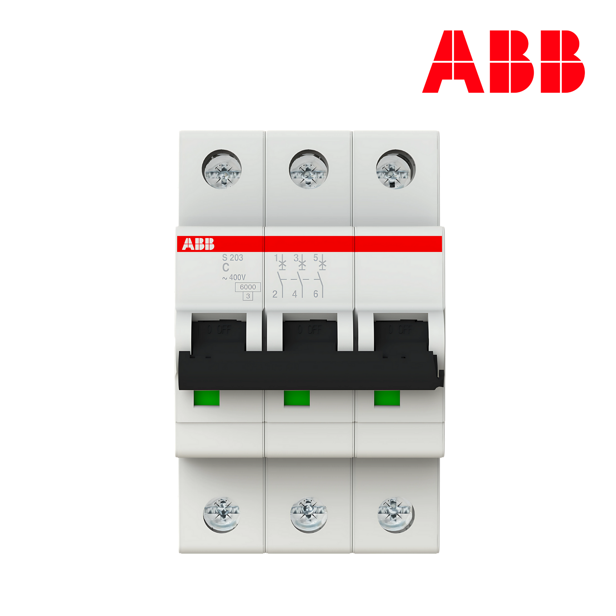INTERRUPTOR TERMOMAGNÉTICO RIEL 3P CURVA C 6/20kA│MODELO S203-C│SERIE S200│ABB