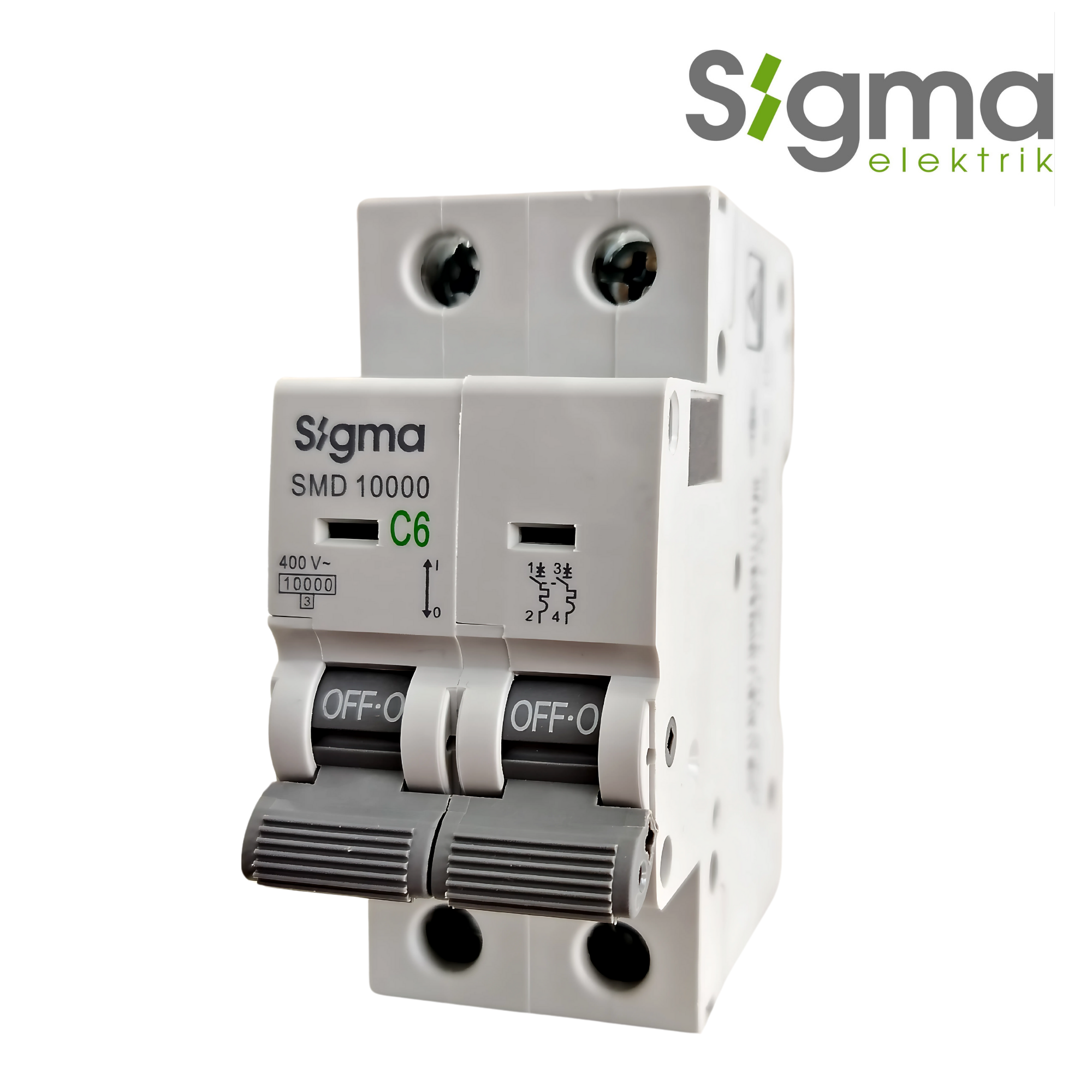 INTERRUPTOR TERMOMAGNÉTICO RIEL C6 10kA 2P│SERIE SMD10000│SIGMA ELEKTRIK
