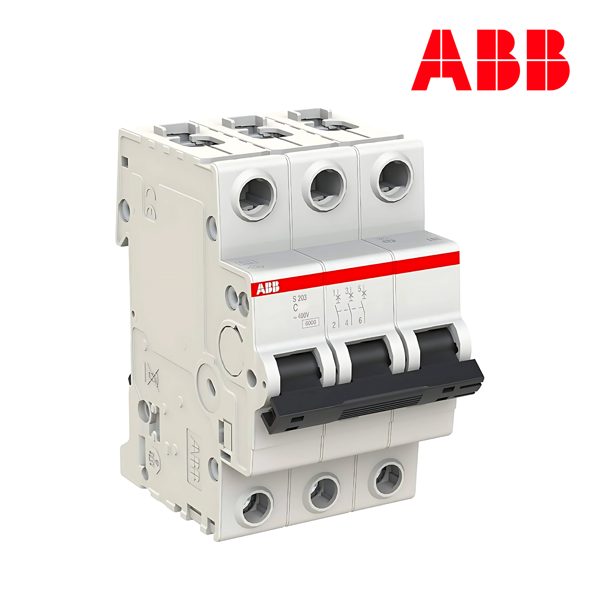 INTERRUPTOR TERMOMAGNÉTICO RIEL 3P CURVA C 6/20kA│MODELO S203-C│SERIE S200│ABB