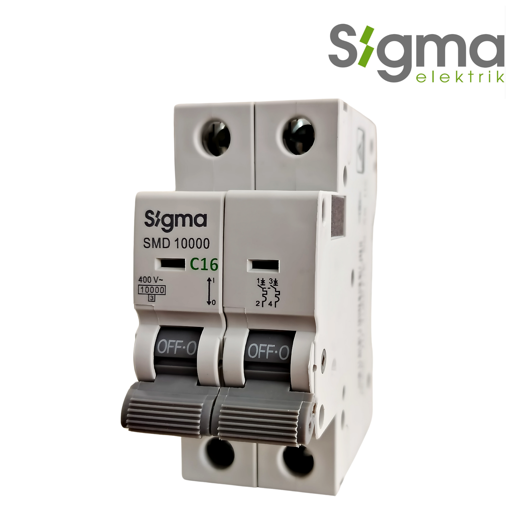 INTERRUPTOR TERMOMAGNÉTICO RIEL C16 10kA 2P│SERIE SMD10000│SIGMA ELEKTRIK