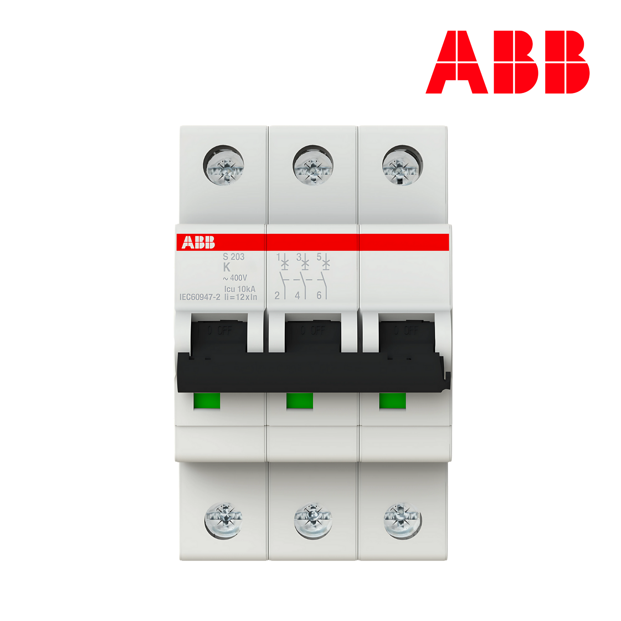 INTERRUPTOR TERMOMAGNÉTICO RIEL 3P CURVA K 6/20kA│MODELO S203-K│SERIE S200│ABB