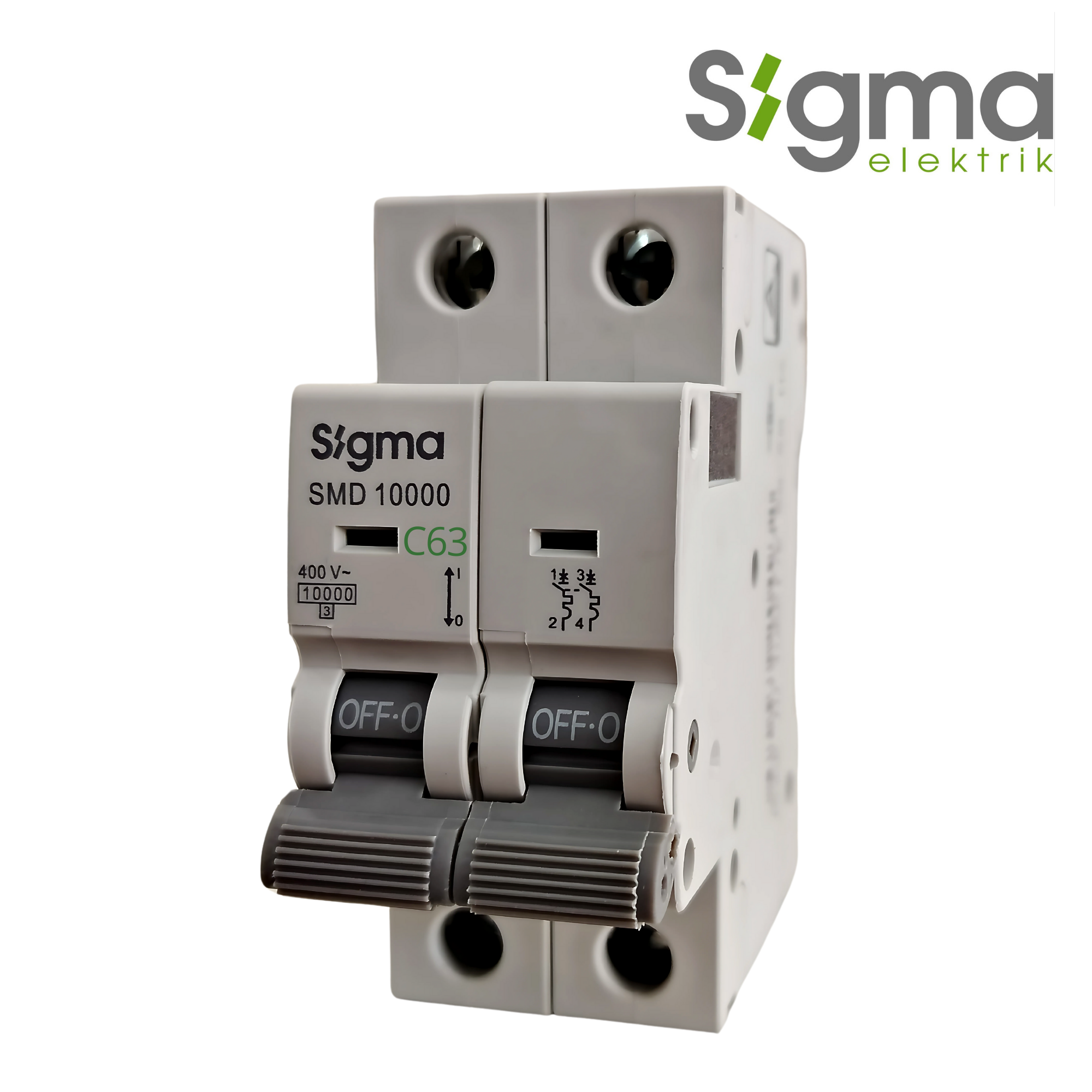 INTERRUPTOR TERMOMAGNÉTICO RIEL C63 10kA 2P│SERIE SMD10000│SIGMA ELEKTRIK