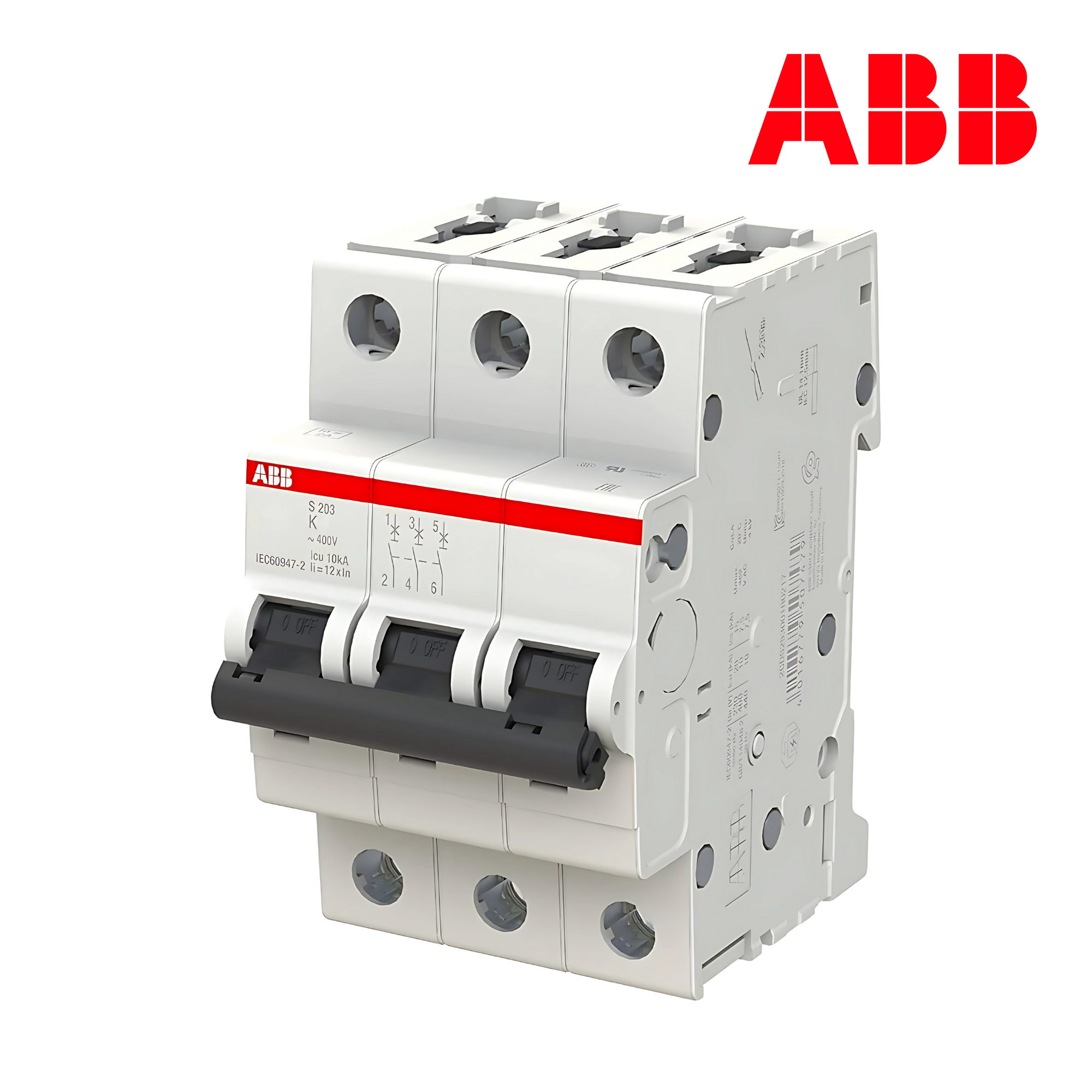 INTERRUPTOR TERMOMAGNÉTICO RIEL 3P CURVA K 6/20kA│MODELO S203-K│SERIE S200│ABB