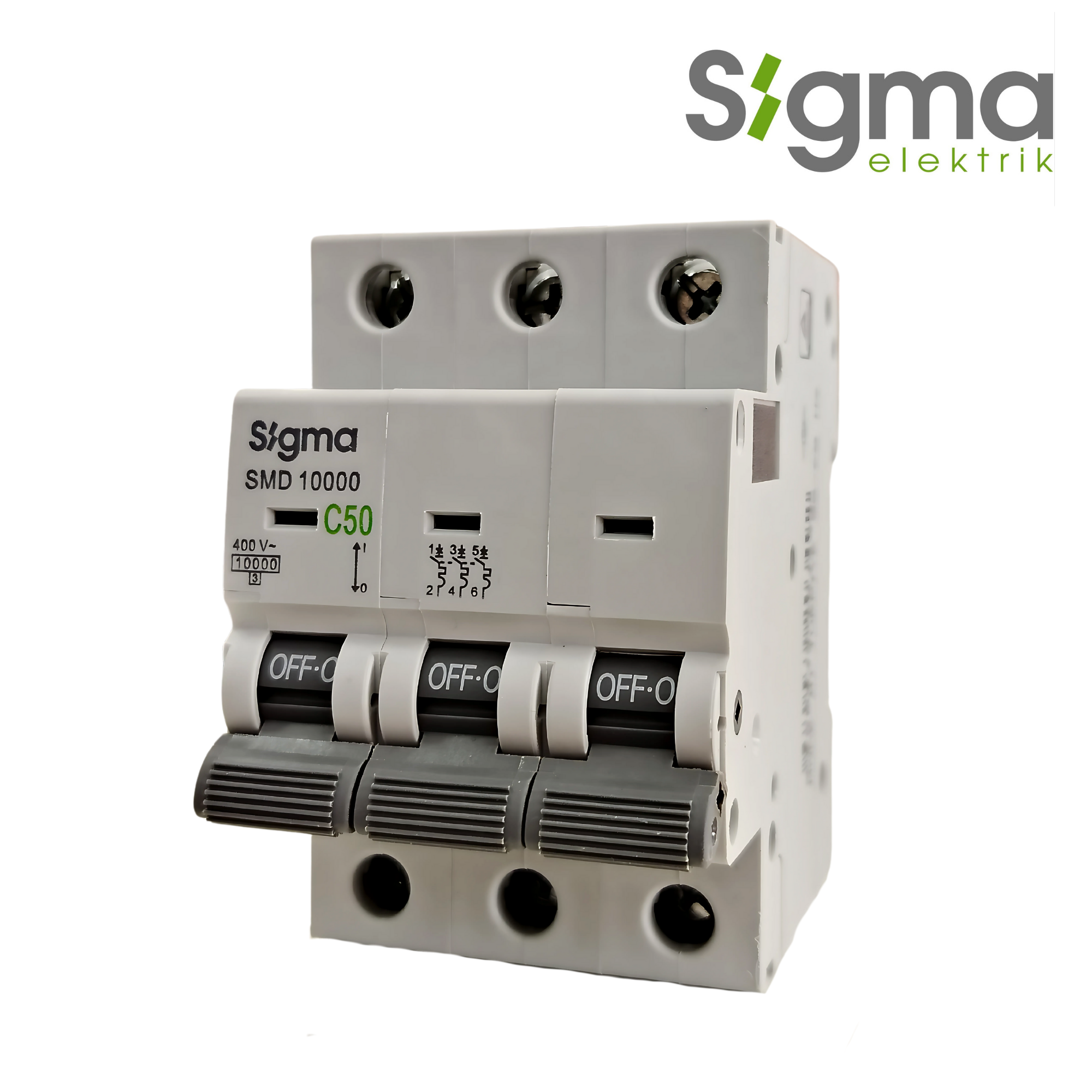 INTERRUPTOR TERMOMAGNÉTICO RIEL C50 10kA 3P│SERIE SMD10000│SIGMA ELEKTRIK