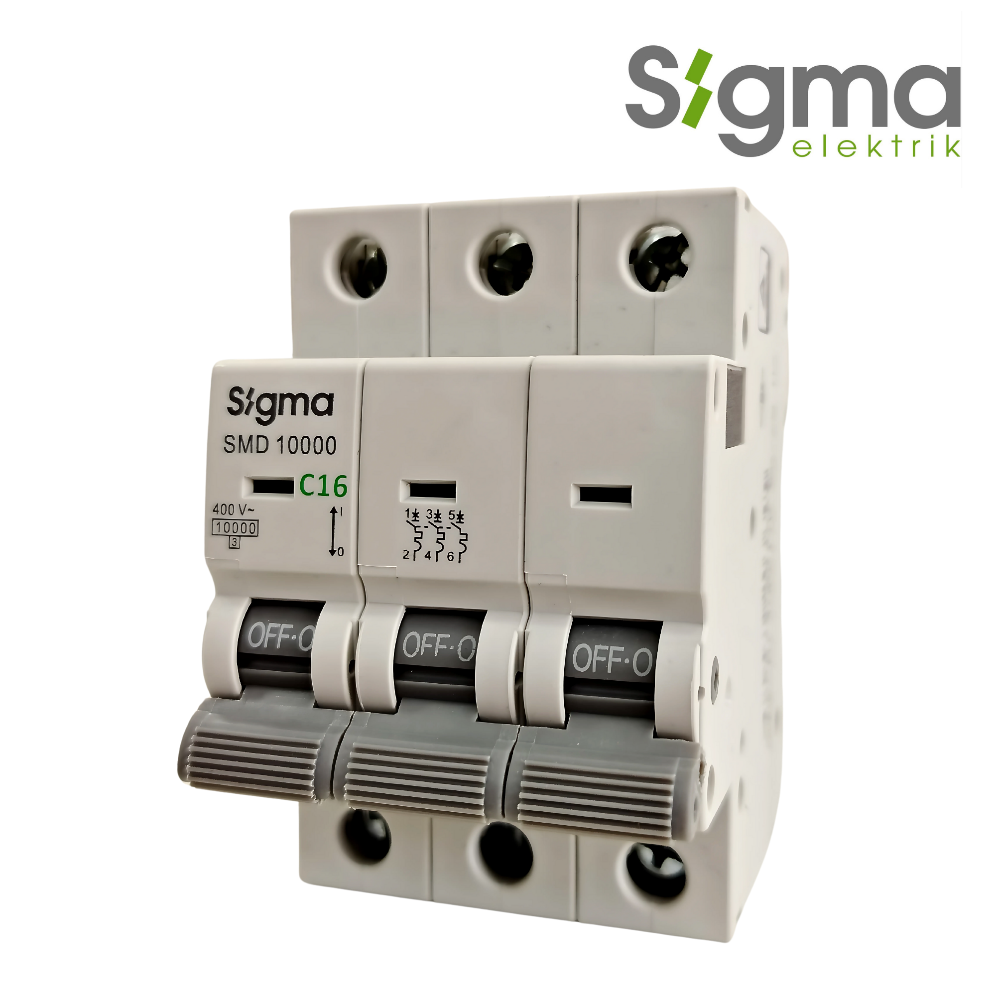 INTERRUPTOR TERMOMAGNÉTICO RIEL C16 10kA 3P│SERIE SMD10000│SIGMA ELEKTRIK