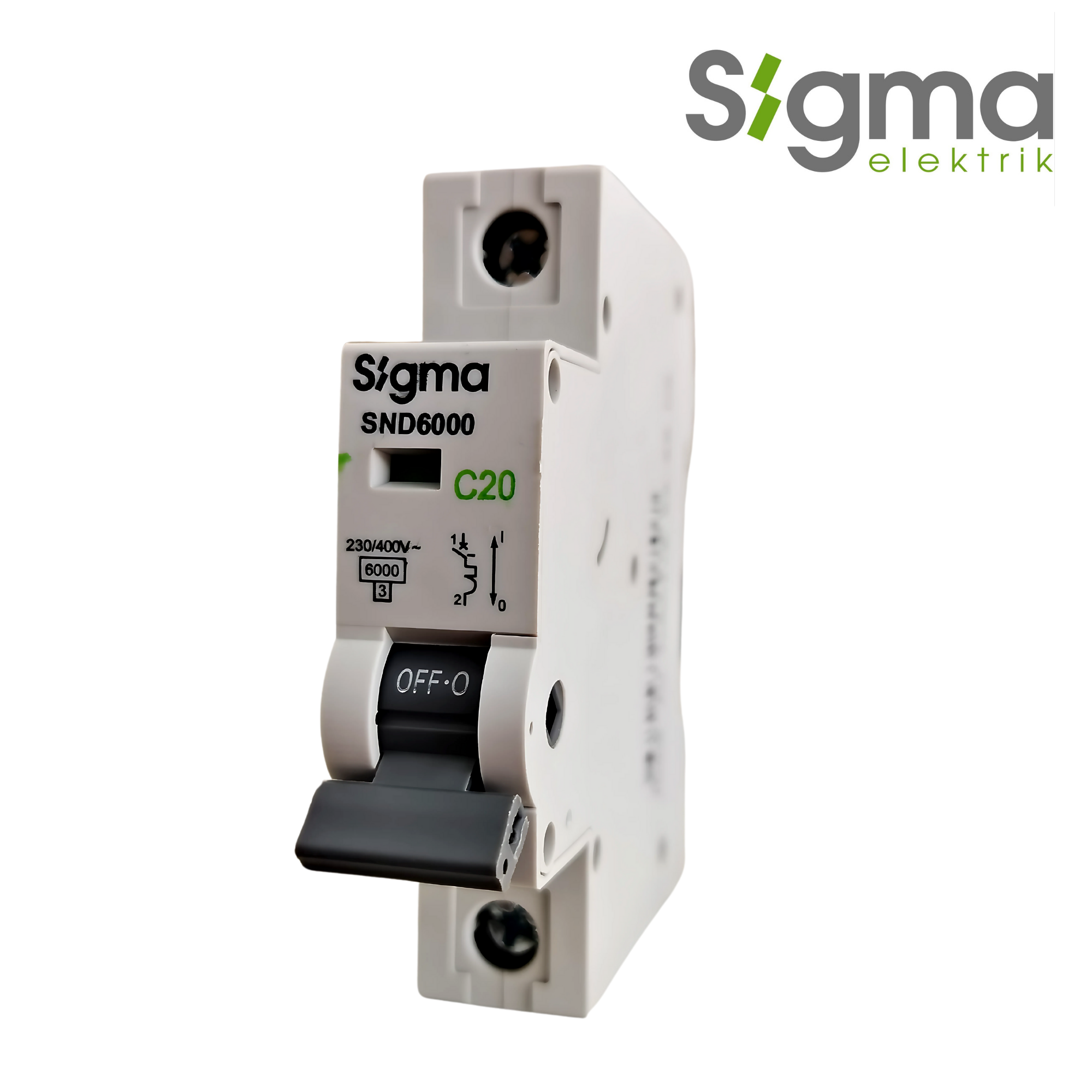 INTERRUPTOR TERMOMAGNÉTICO RIEL C20 6kA 1P│SERIE SND6000│SIGMA ELEKTRIK