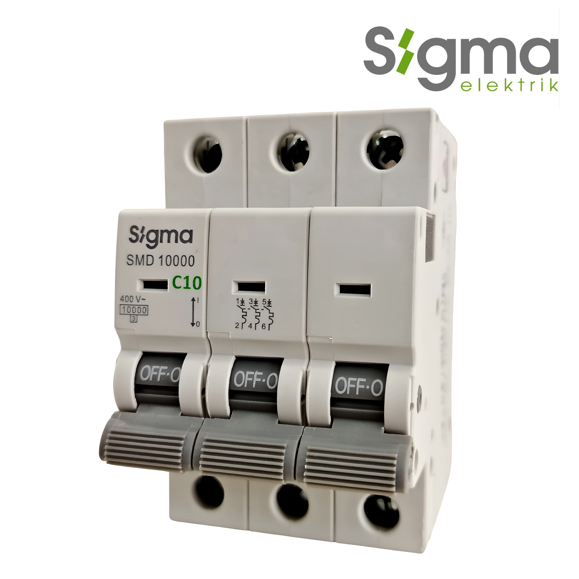 INTERRUPTOR TERMOMAGNÉTICO RIEL C10 10kA 3P│SERIE SMD10000│SIGMA ELEKTRIK
