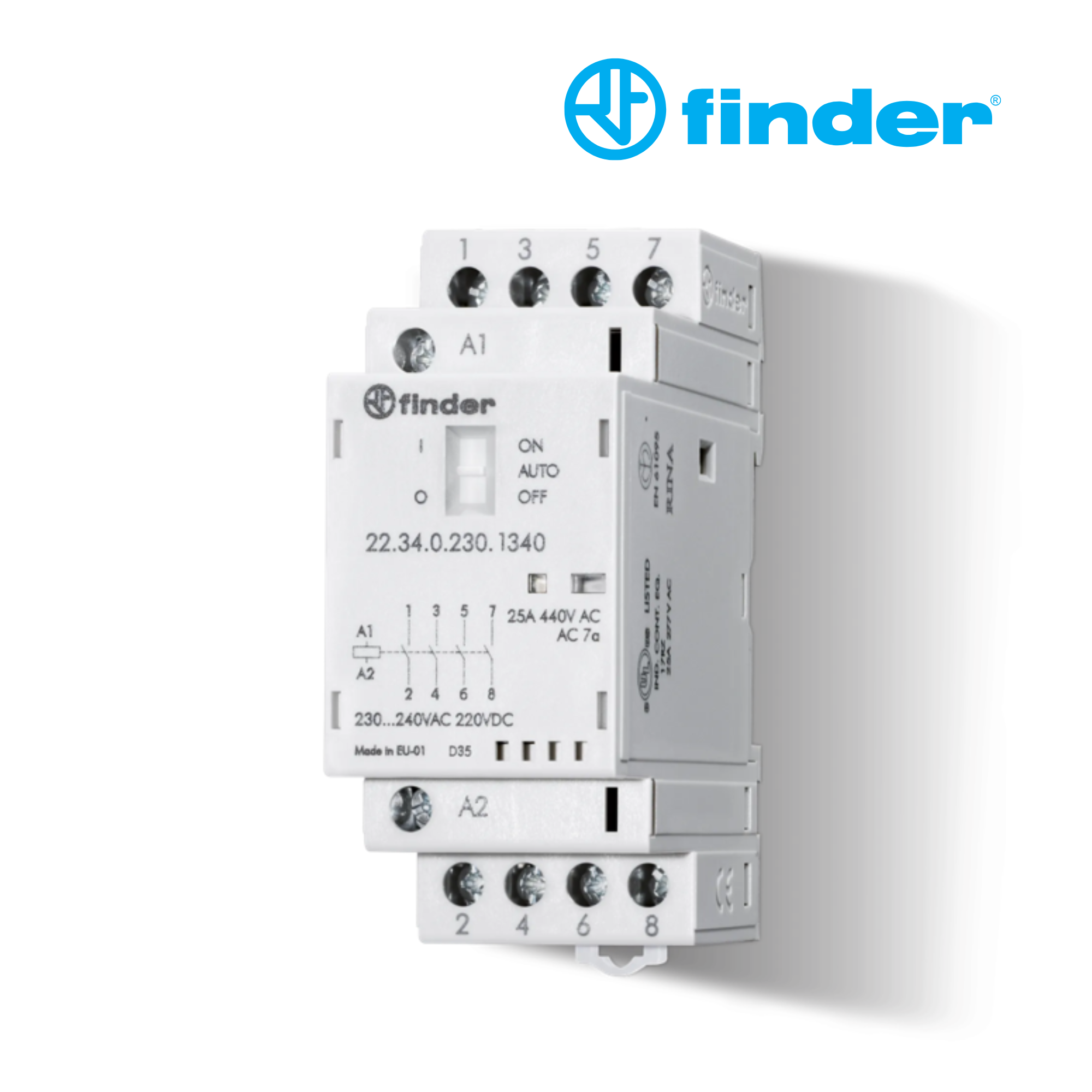 CONTACTOR MODULAR 25A DE 4 CONTACTOS│SERIE 22.34