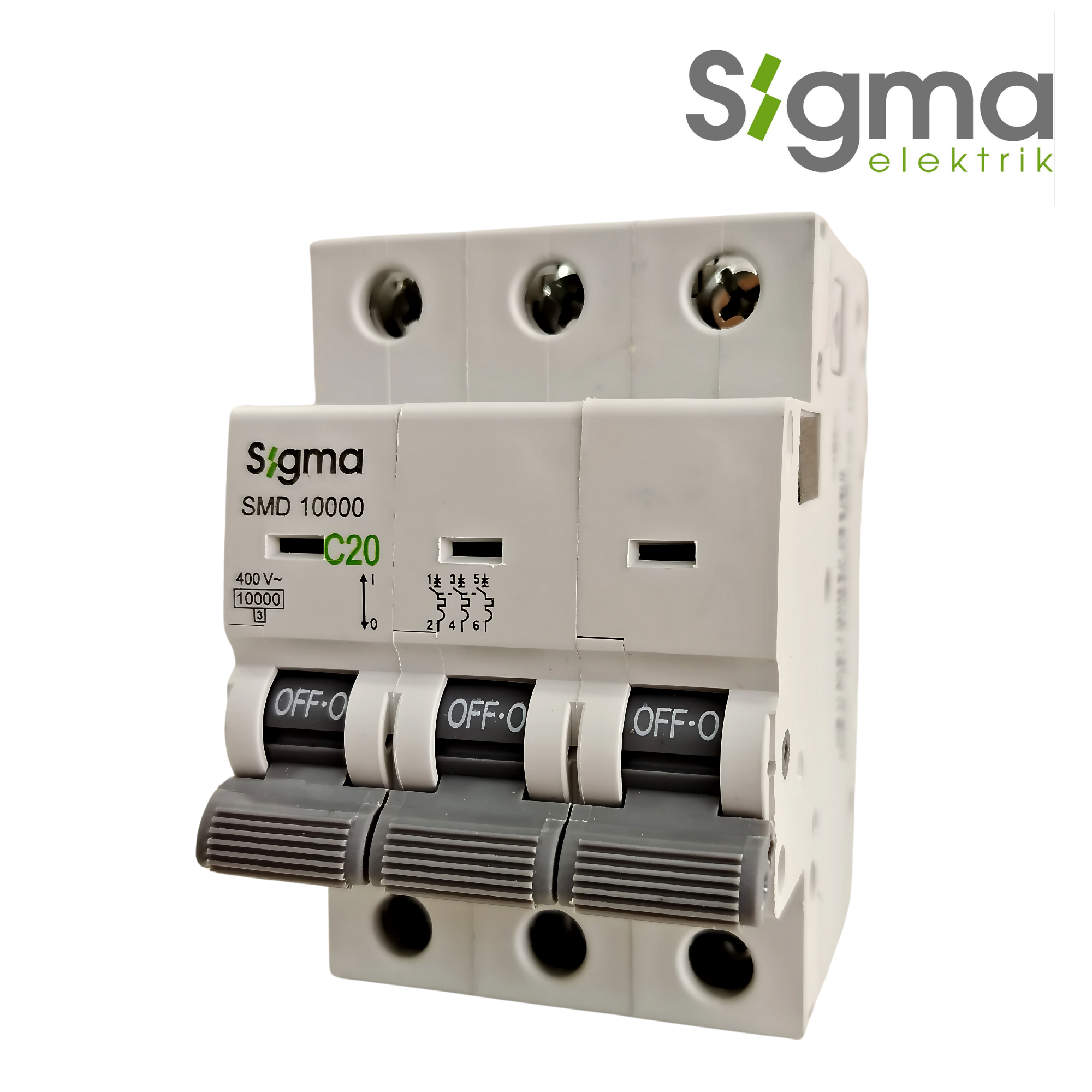 INTERRUPTOR TERMOMAGNÉTICO RIEL C20 10kA 3P│SERIE SMD10000│SIGMA ELEKTRIK