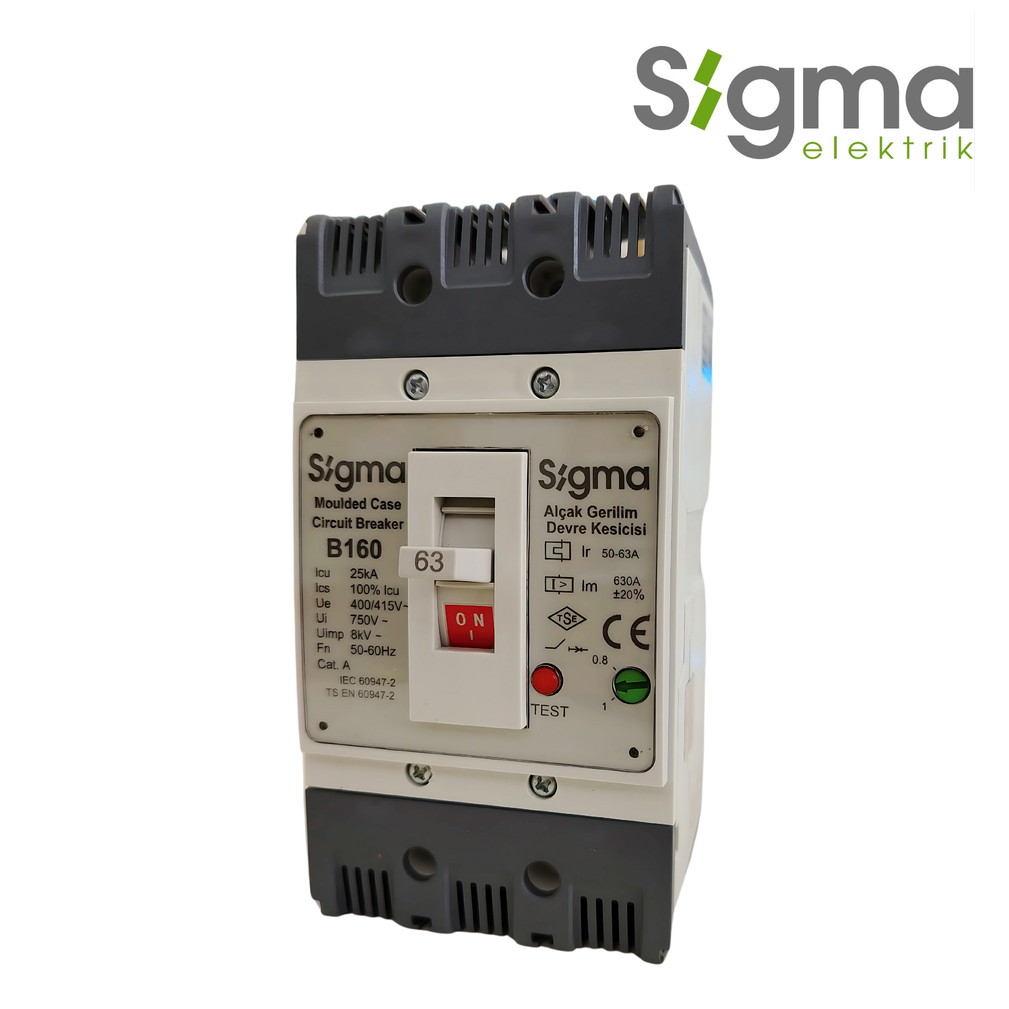 INTERRUPTOR TERMOMAGNÉTICO CAJA MOLDEADA 3P 63A 25kA│SERIE B160│SIGMA ELEKTRIK