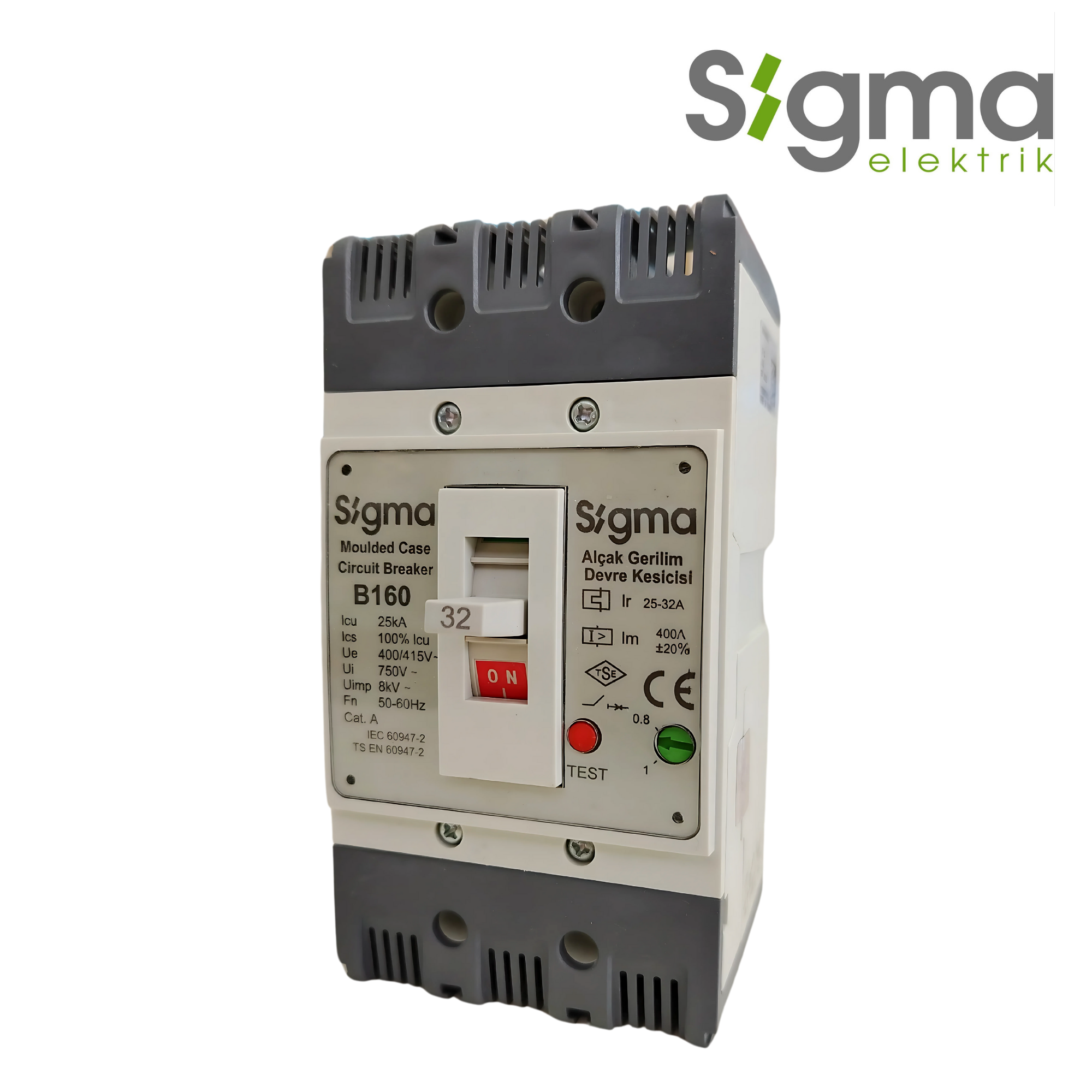 INTERRUPTOR TERMOMAGNÉTICO CAJA MOLDEADA 3P 32A 25kA│SERIE B160│SIGMA ELEKTRIK