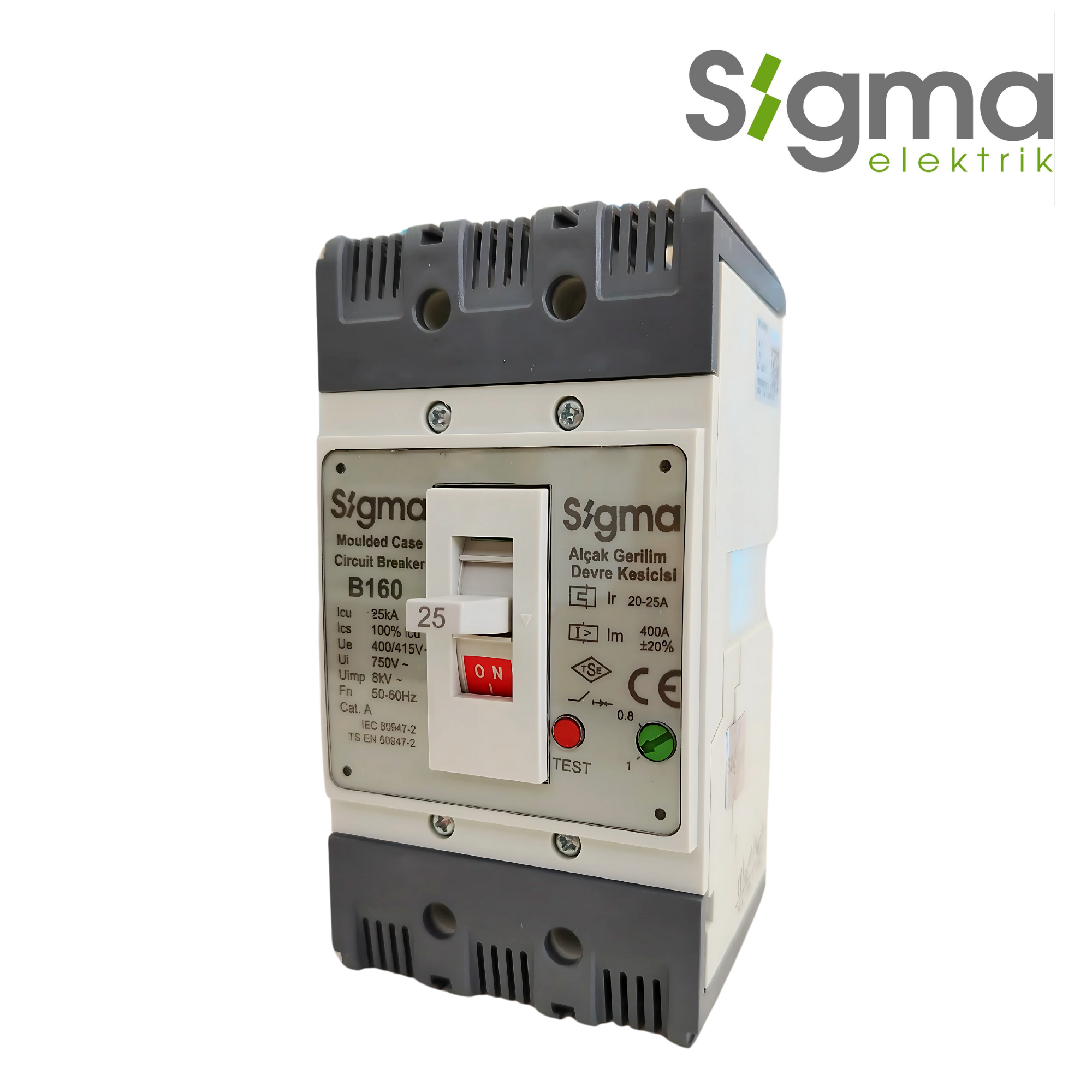 INTERRUPTOR TERMOMAGNÉTICO CAJA MOLDEADA 3P 25A 25kA│SERIE B160│SIGMA ELEKTRIK