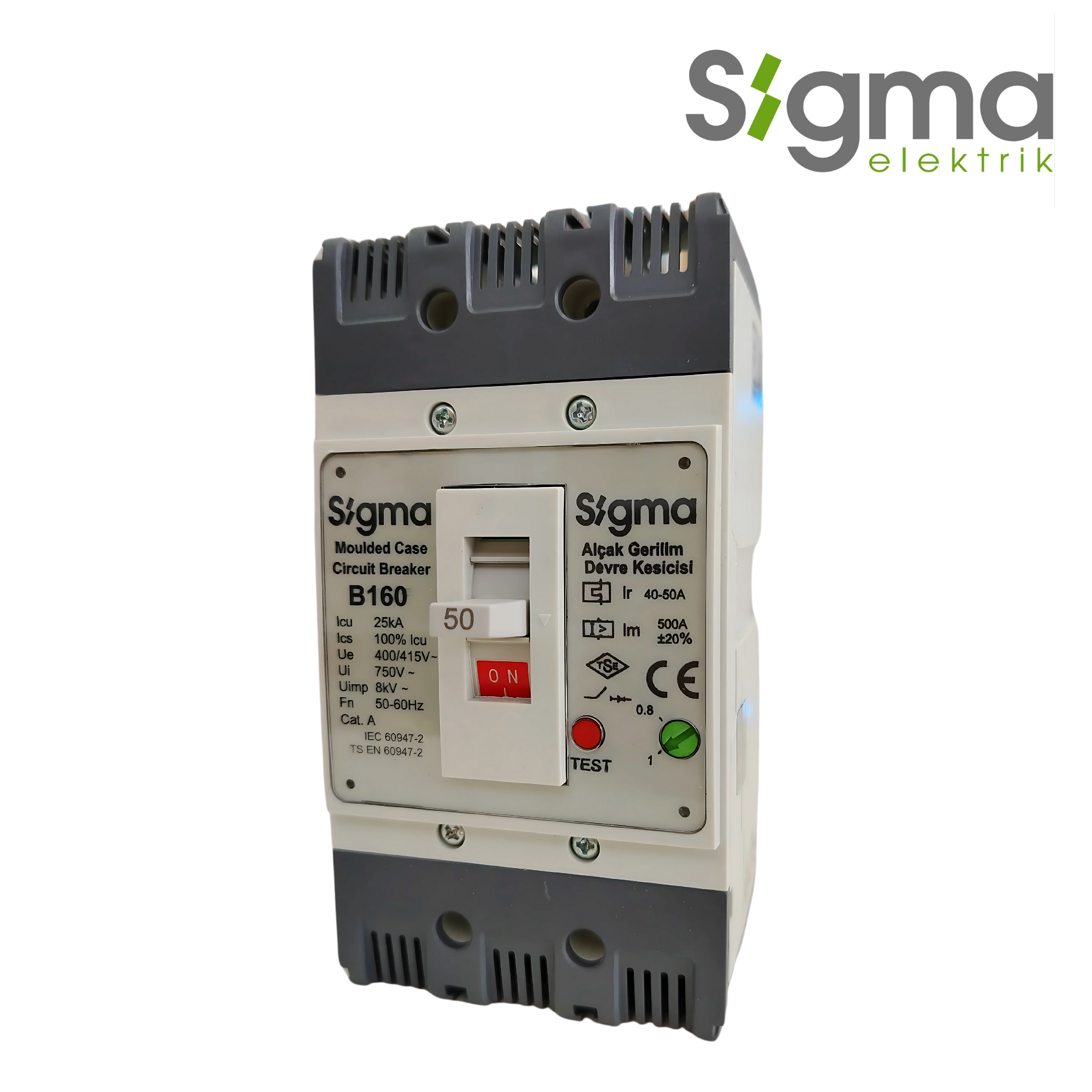 INTERRUPTOR TERMOMAGNÉTICO CAJA MOLDEADA 3P 50A 25kA│SERIE B160│SIGMA ELEKTRIK