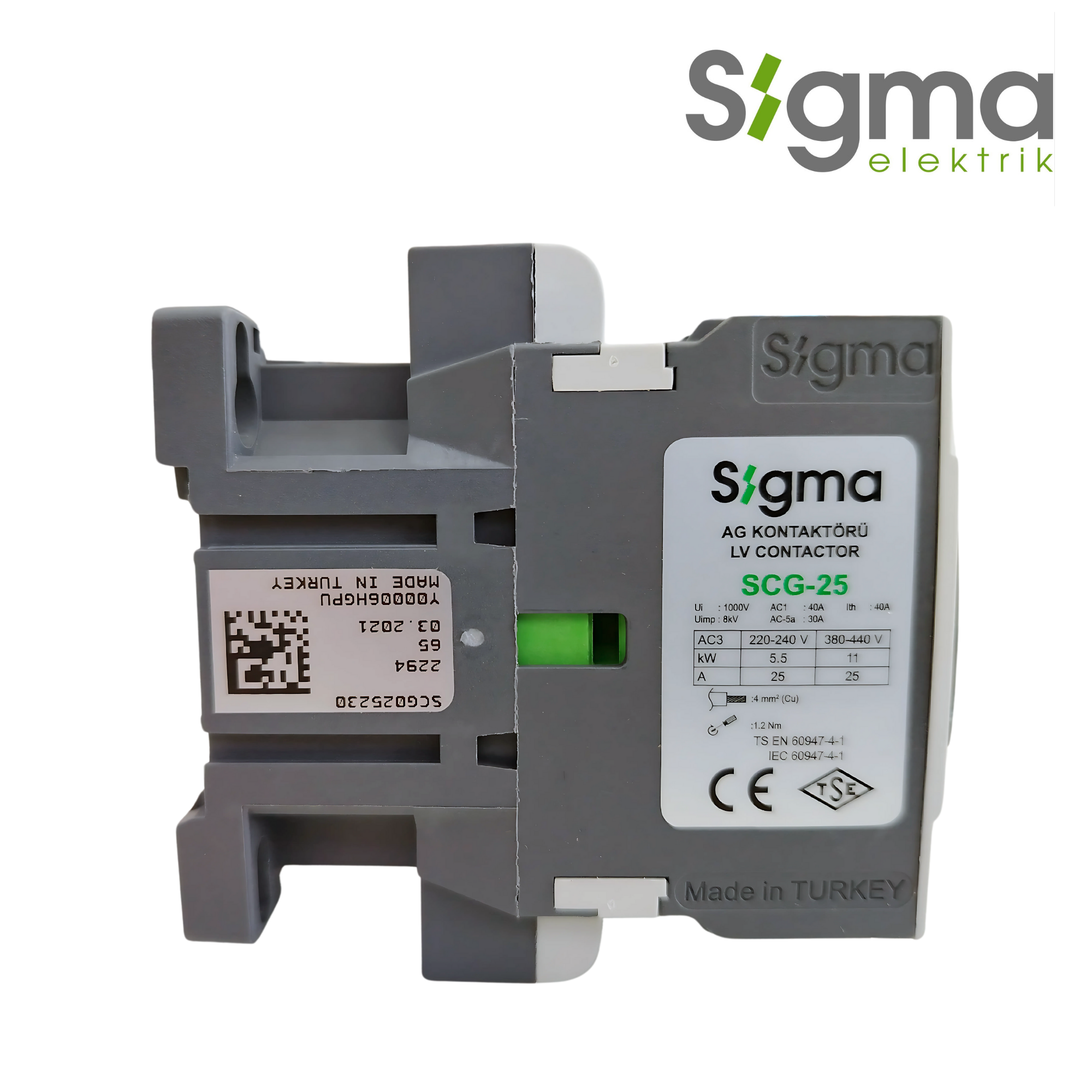 CONTACTOR TRIFÁSICO 25A│SCG-25│SIGMA ELEKTRIK