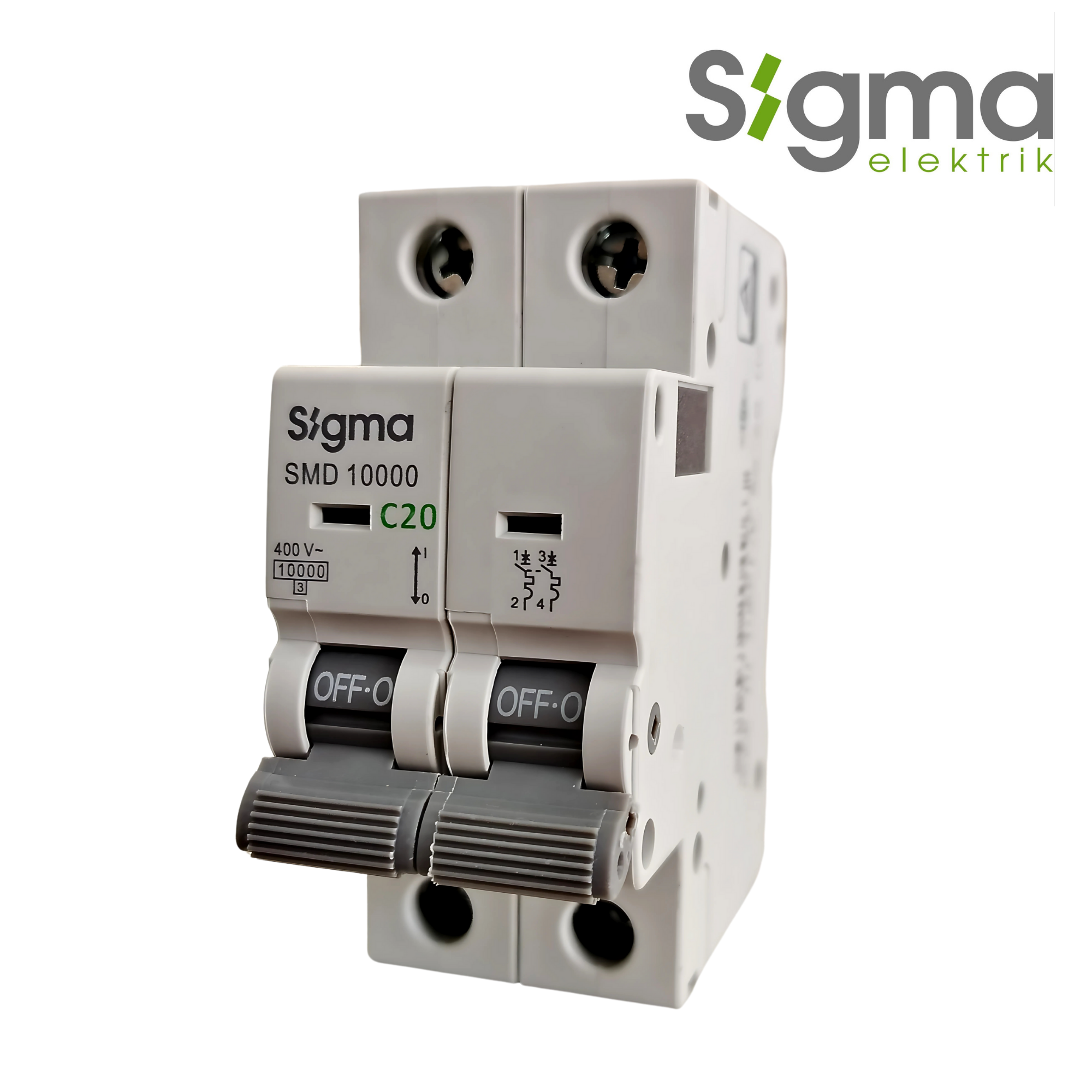 INTERRUPTOR TERMOMAGNÉTICO RIEL C20 10kA 2P│SERIE SMD10000│SIGMA ELEKTRIK