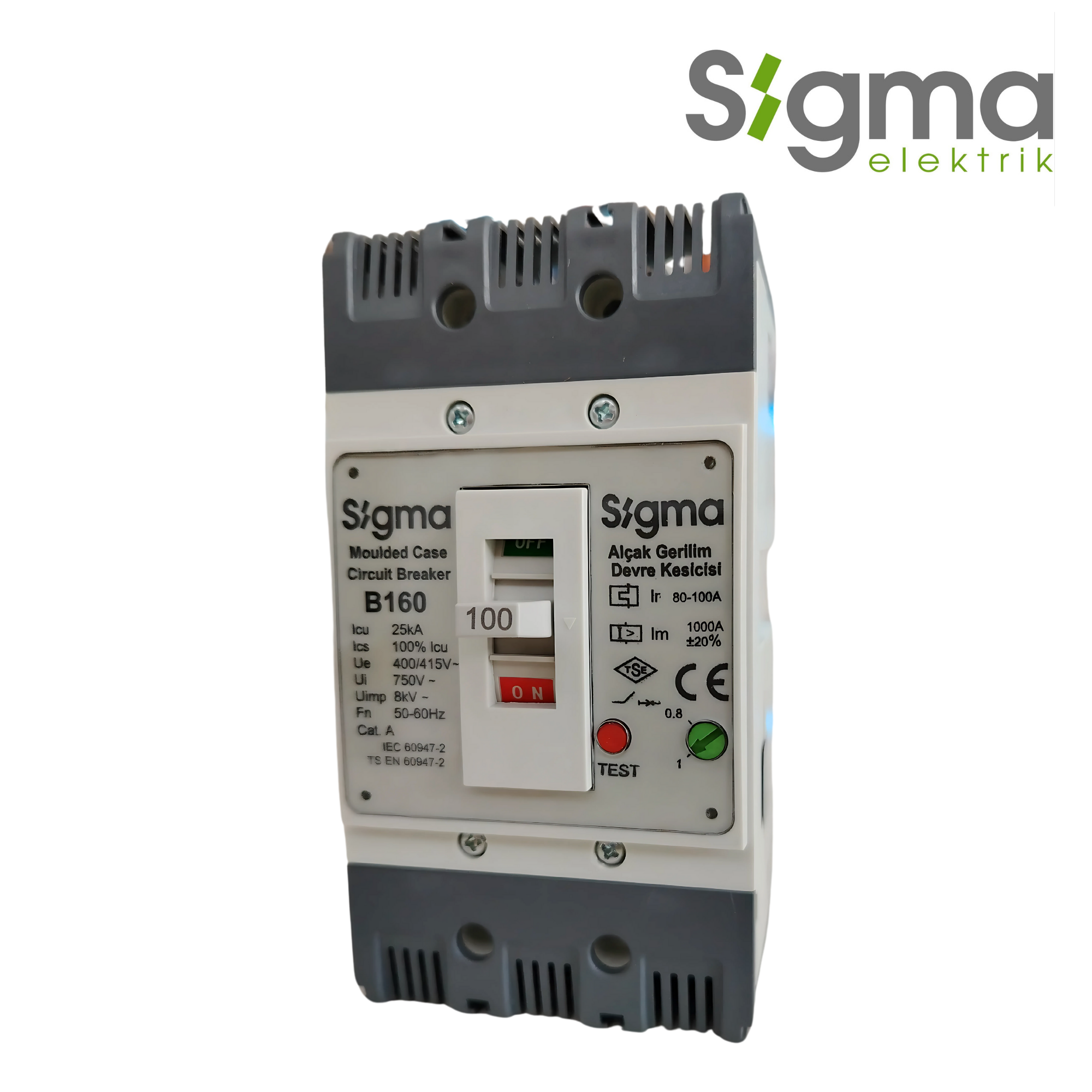 INTERRUPTOR TERMOMAGNÉTICO CAJA MOLDEADA 3P 100A 25kA│SERIE B160│SIGMA ELEKTRIK