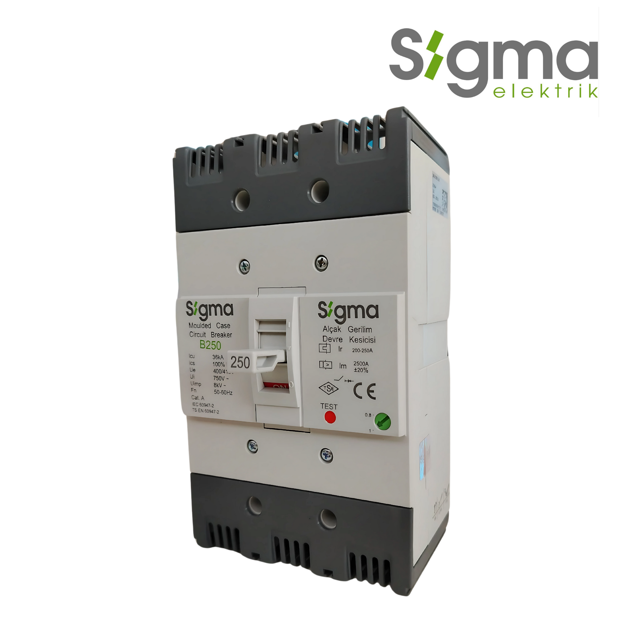 INTERRUPTOR TERMOMAGNÉTICO CAJA MOLDEADA 3P 250A 36kA│SERIE B250│SIGMA ELEKTRIK
