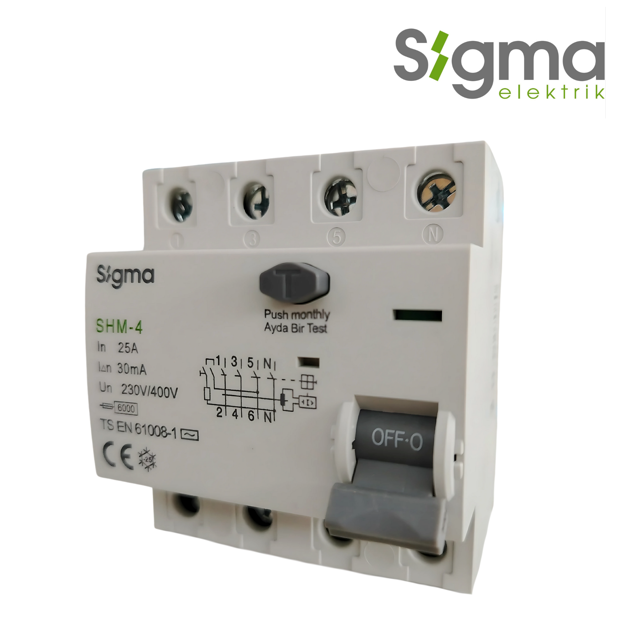 INTERRUPTOR DIFERENCIAL 4P 25A 30mA│SERIE SHM-4│SIGMA ELEKTRIK