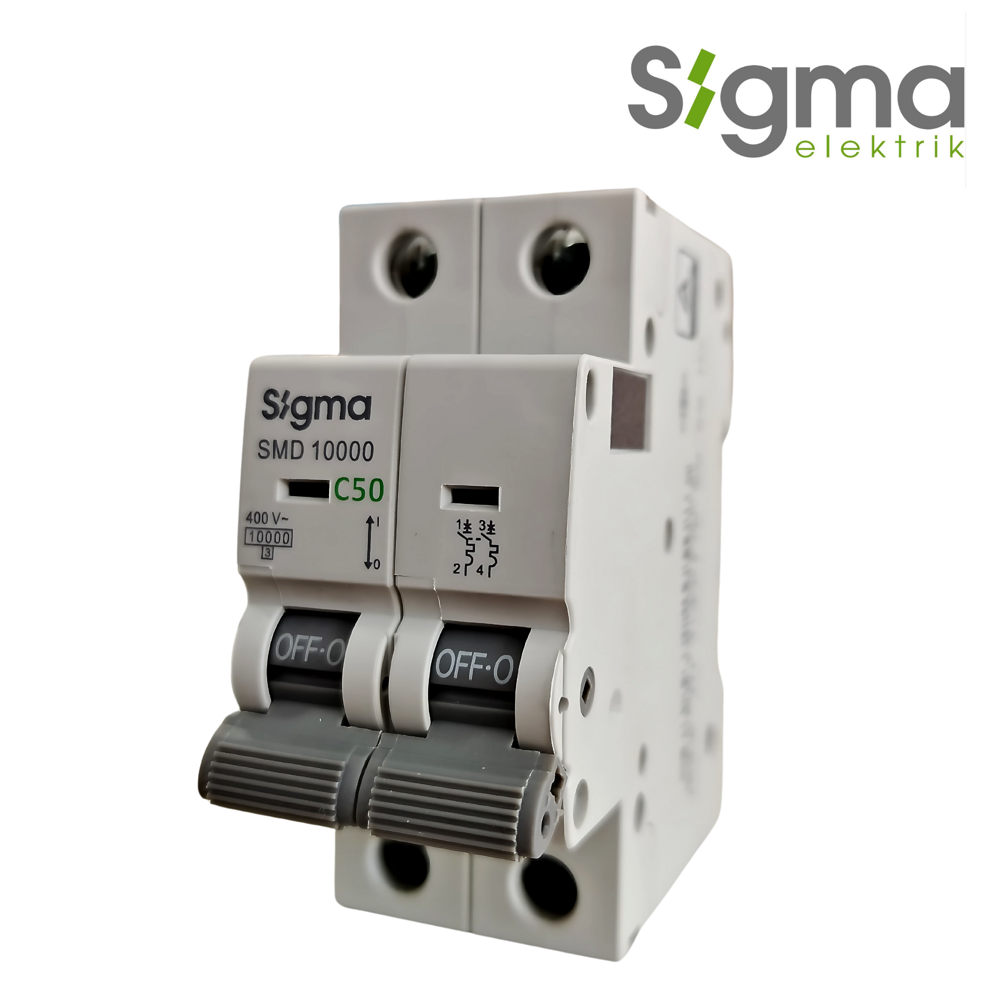 INTERRUPTOR TERMOMAGNÉTICO RIEL C50 10kA 2P│SERIE SMD10000│SIGMA ELEKTRIK