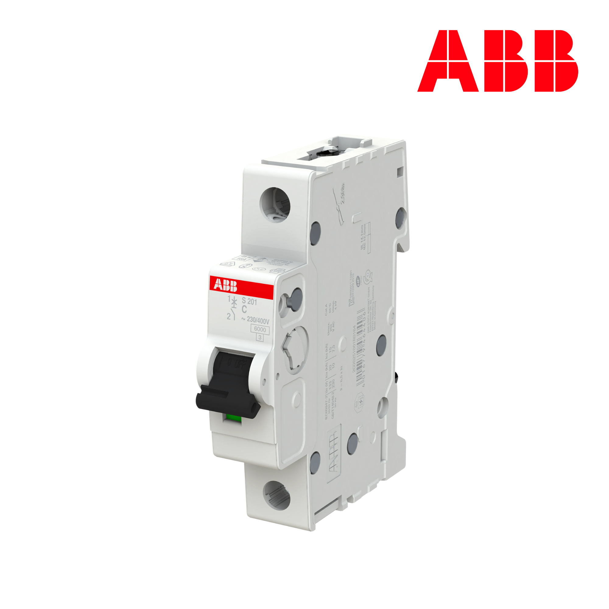 INTERRUPTOR TERMOMAGNÉTICO RIEL 1P CURVA C 6/10kA│MODELO S201-C│SERIE S200│ABB