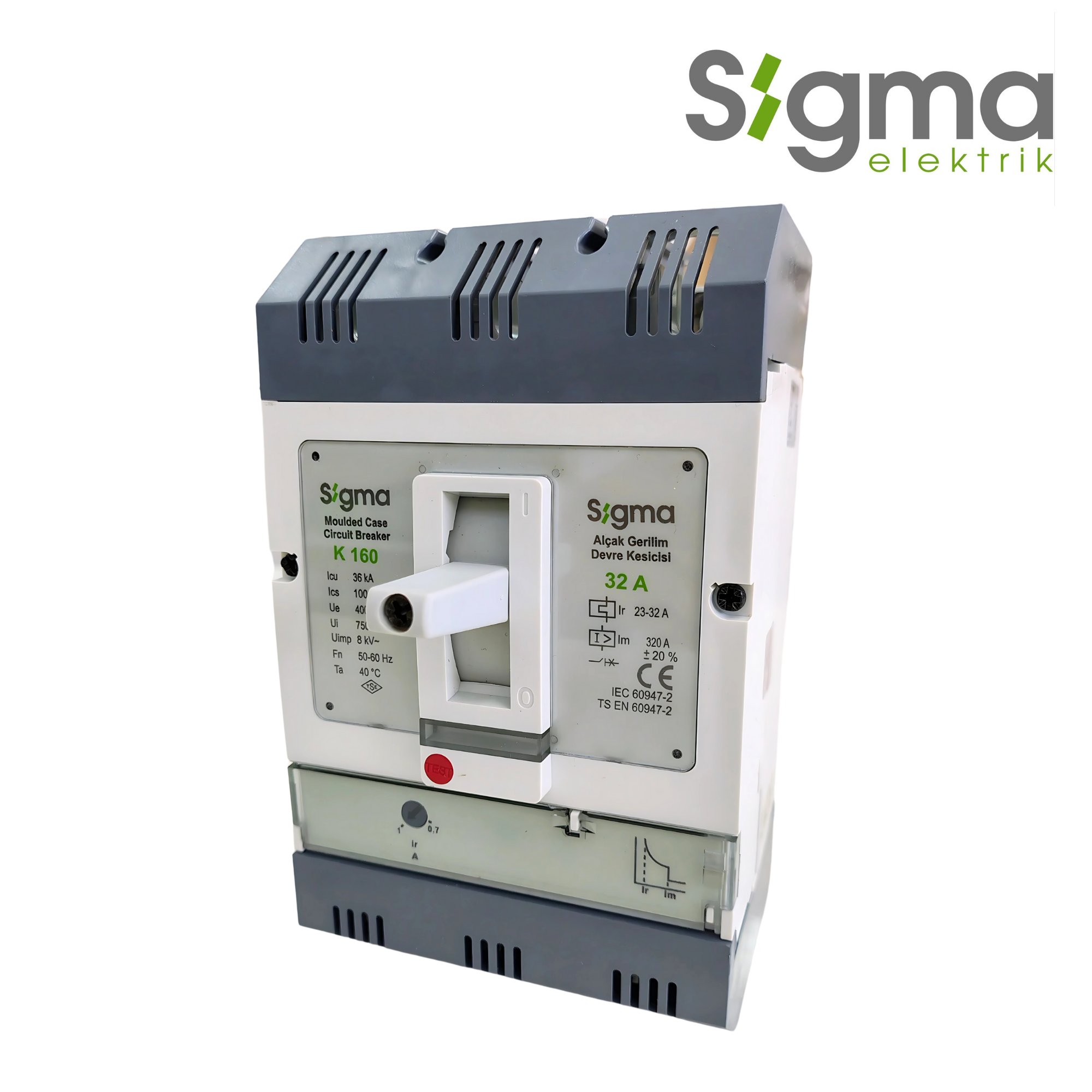 INTERRUPTOR TERMOMAGNÉTICO CAJA MOLDEADA 3P 32A 36kA│SERIE K160│SIGMA ELEKTRIK