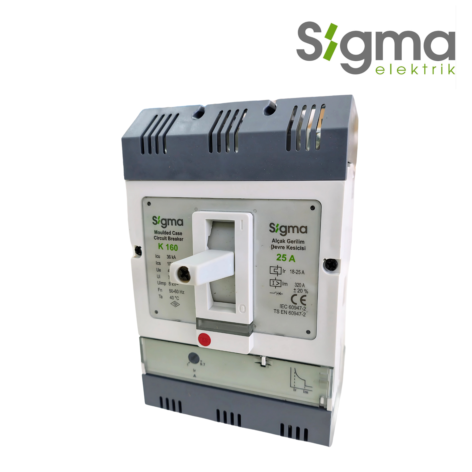 INTERRUPTOR TERMOMAGNÉTICO CAJA MOLDEADA 3P 25A 36kA│SERIE K160│SIGMA ELEKTRIK