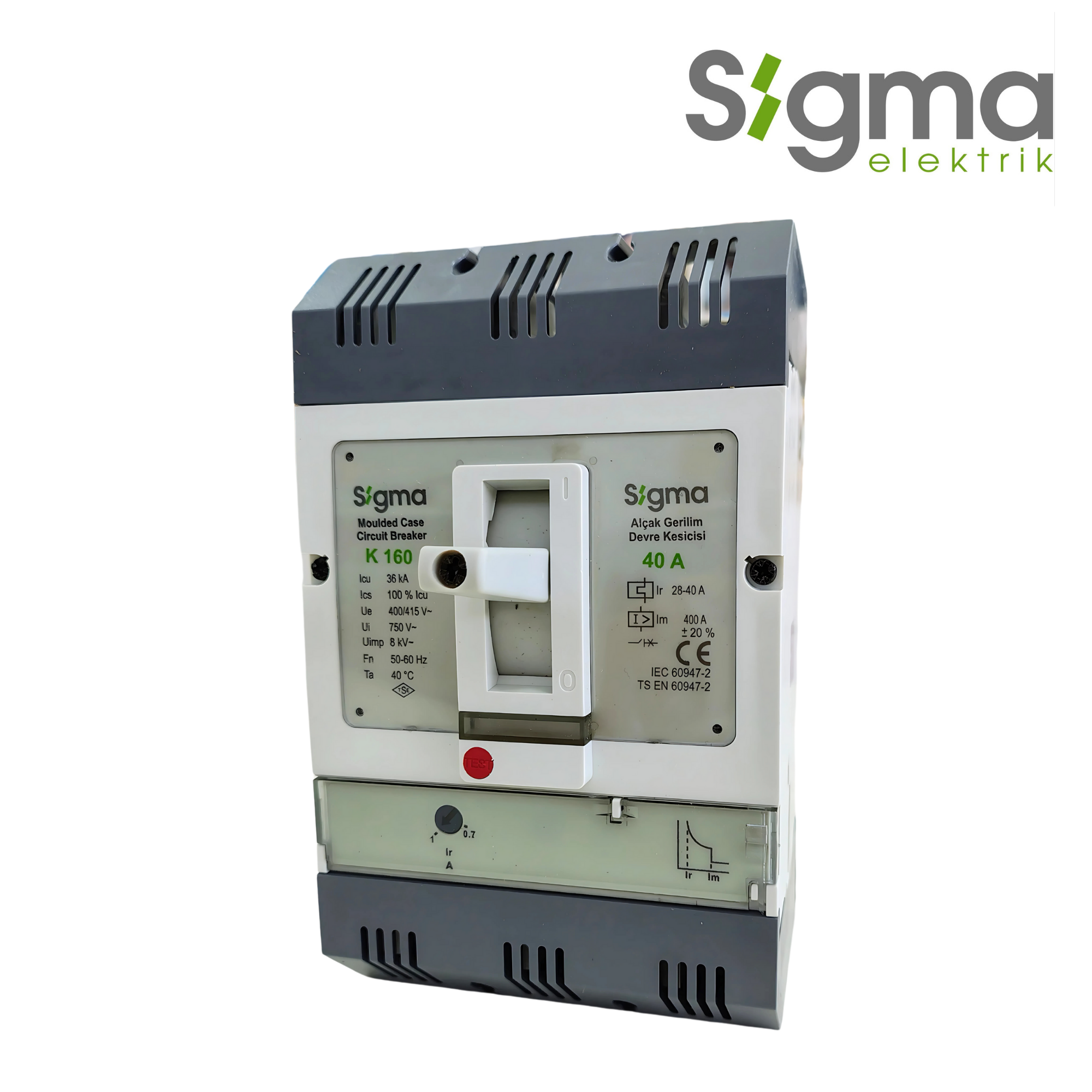 INTERRUPTOR TERMOMAGNÉTICO CAJA MOLDEADA 3P 40A 36kA│SERIE K160│SIGMA ELEKTRIK