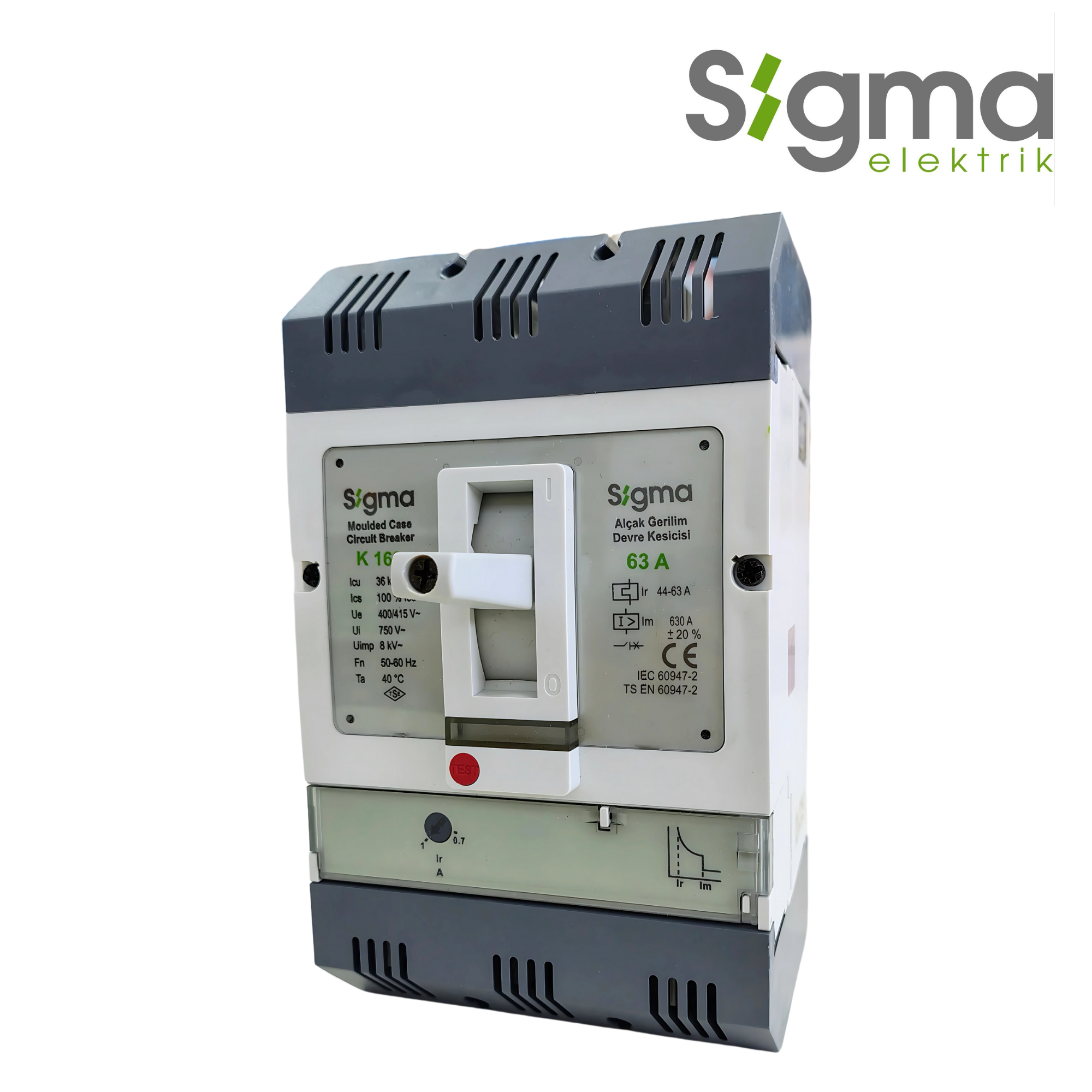 INTERRUPTOR TERMOMAGNÉTICO CAJA MOLDEADA 3P 63A 36kA│SERIE K160│SIGMA ELEKTRIK