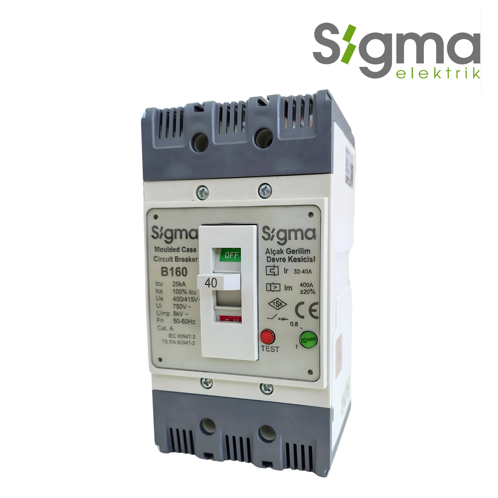 INTERRUPTOR TERMOMAGNÉTICO CAJA MOLDEADA 3P 40A 25kA│SERIE B160│SIGMA ELEKTRIK