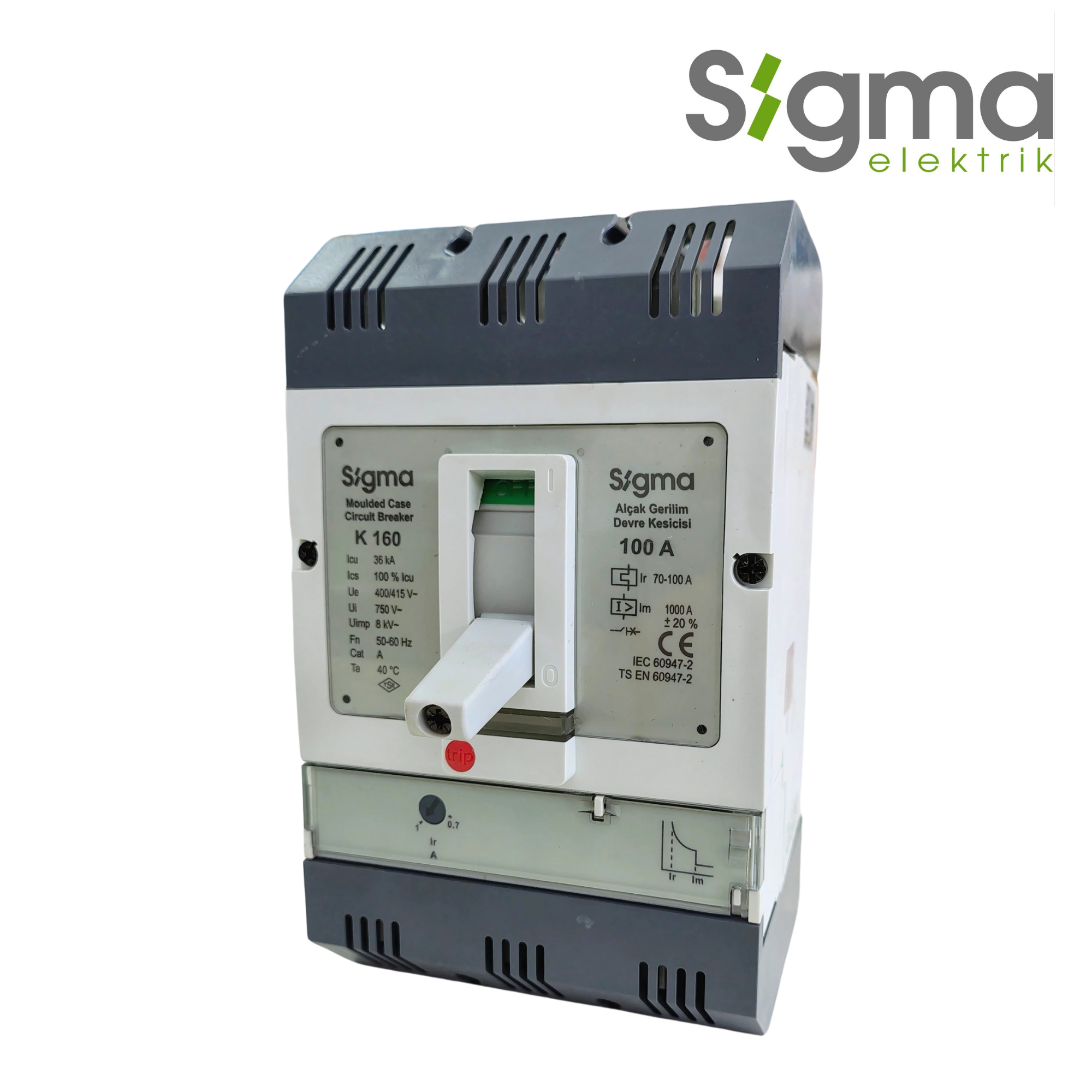 INTERRUPTOR TERMOMAGNÉTICO CAJA MOLDEADA 3P 100A 36kA│SERIE K160│SIGMA ELEKTRIK
