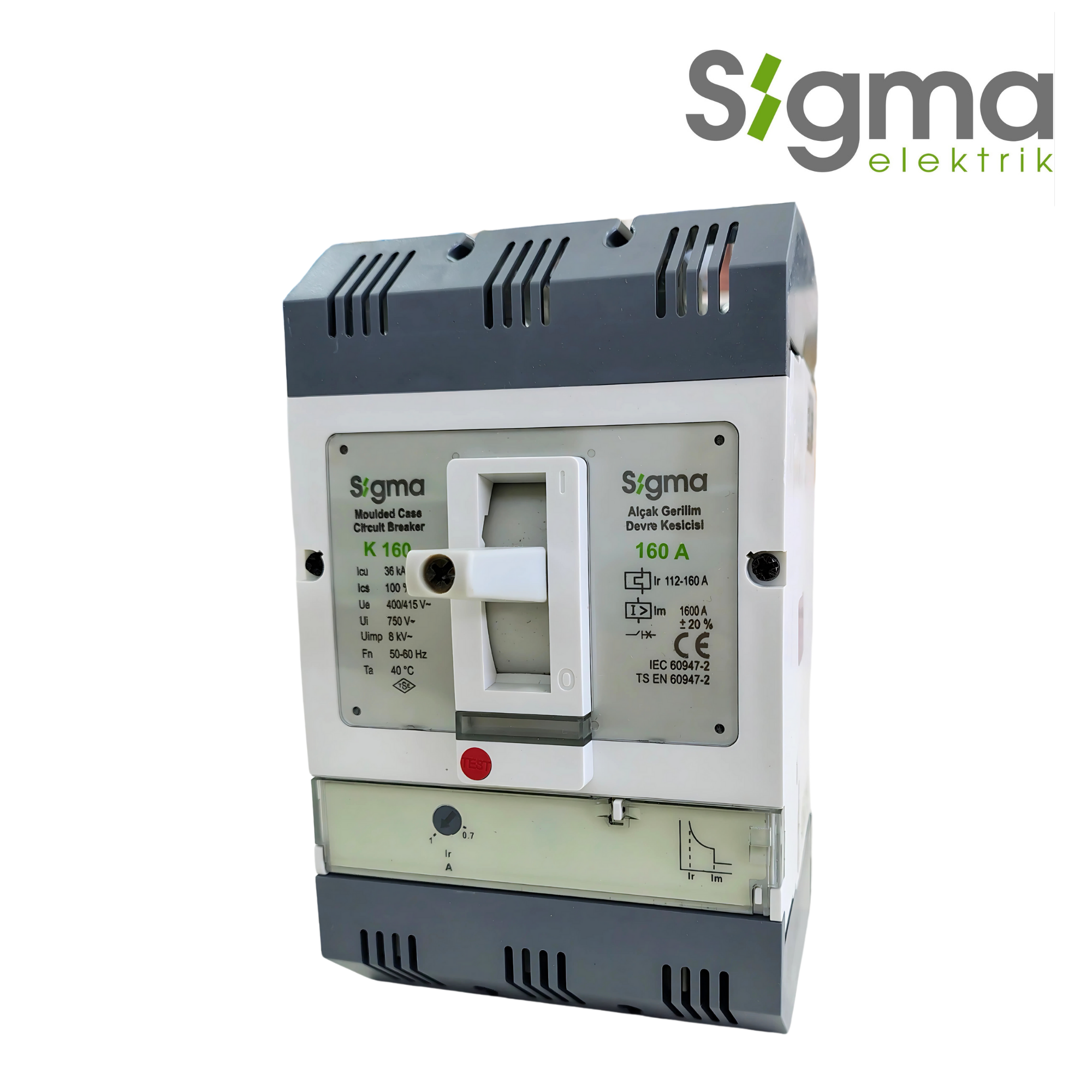 INTERRUPTOR TERMOMAGNÉTICO CAJA MOLDEADA 3P 160A 36kA│SERIE K160│SIGMA ELEKTRIK