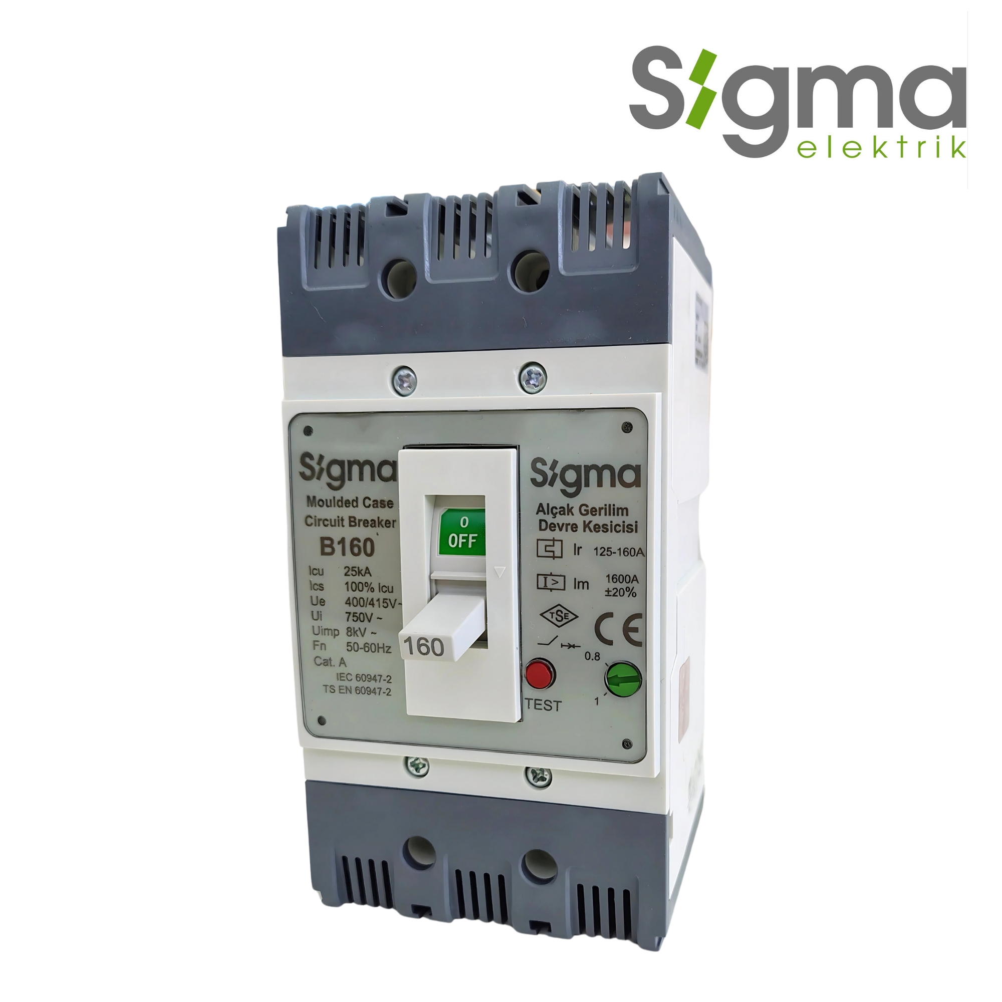 INTERRUPTOR TERMOMAGNÉTICO CAJA MOLDEADA 3P 160A 25kA│SERIE B160│SIGMA ELEKTRIK