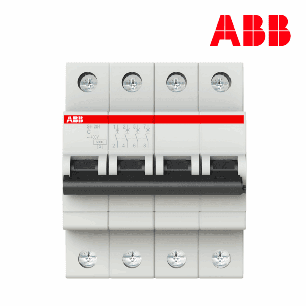 INTERRUPTOR TERMOMAGNÉTICO RIEL 4P CURVA C 10kA│MODELO SH204-C│SERIE SH200│ABB