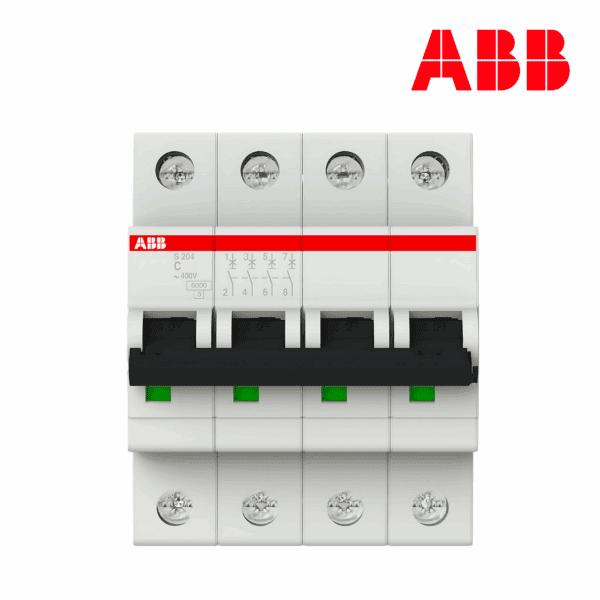 INTERRUPTOR TERMOMAGNÉTICO RIEL 4P CURVA C 6/20kA│MODELO S204-C│SERIE S200│ABB
