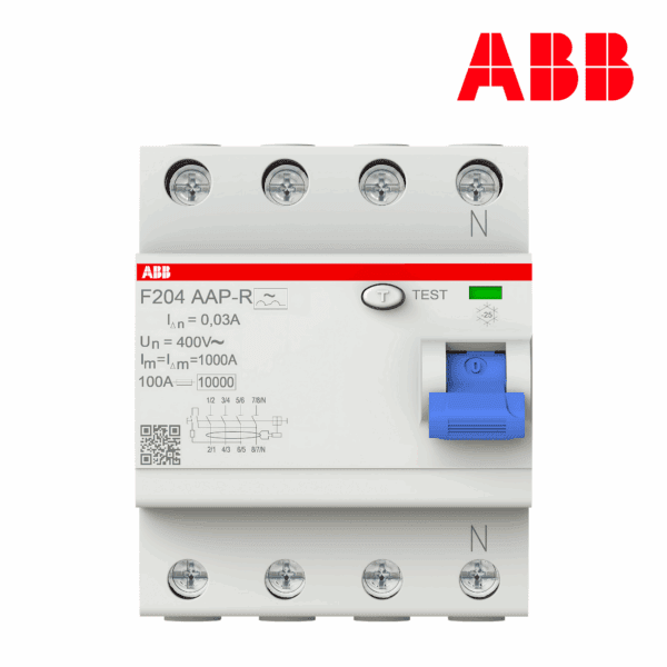 INTERRUPTOR DIFERENCIAL SUPERINMUNIZADO 4P TIPO A 30mA│MODELO F204-A│SERIE F200-A APR│ABB