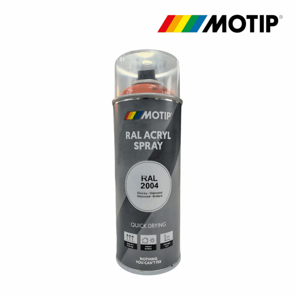 PINTURA SPRAY NARANJA PURO ALTO BRILLO 400ML│RAL 2004│MOTIP