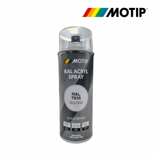 PINTURA SPRAY GRIS CLARO ALTO BRILLO 400ML│RAL 7035│MOTIP