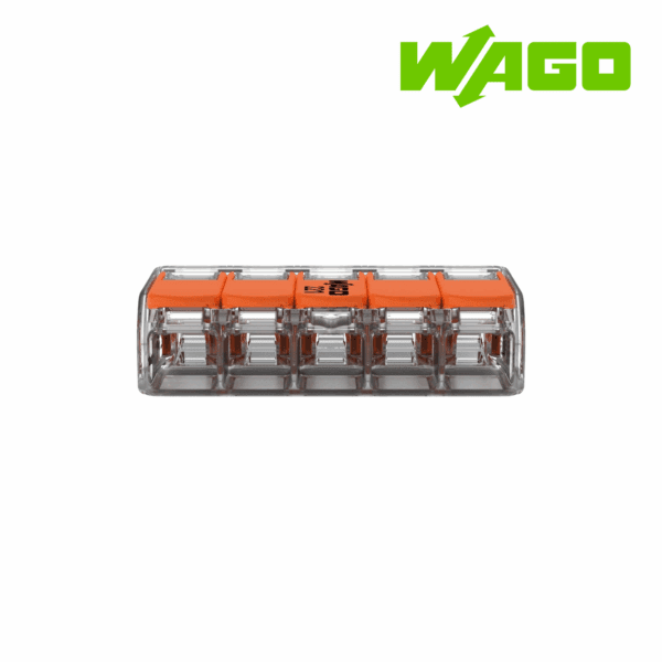 BORNE DE CONEXION TIPO PALANCA, 5 VIAS, 4MM², 32A, 450V│221-415│WAGO