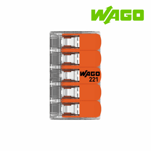 BORNE DE CONEXION TIPO PALANCA, 5 VIAS, 4MM², 32A, 450V│221-415│WAGO