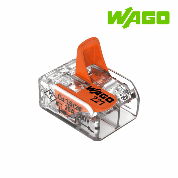 BORNE DE CONEXION TIPO PALANCA, 2 VIAS, 4MM², 32A, 450V│221-412│WAGO
