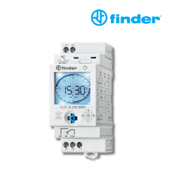 INTERRUPTOR HORARIO DIGITAL DIARIO SEMANAL 1 CC 16A 110-230V AC/DC│12.51.8.230.0000│FINDER
