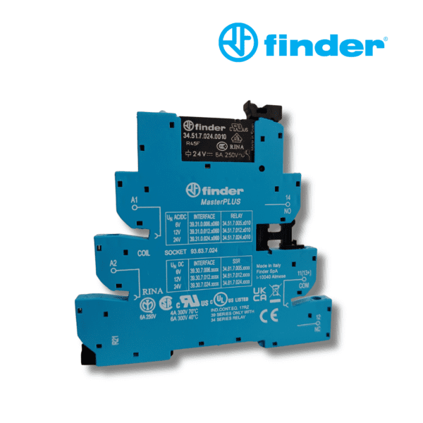 INTERFAZ DE RELEVADOR MODULAR MASTER PLUS 1CC 6A 24V AC/DC│39.31.0.024.0060│FINDER