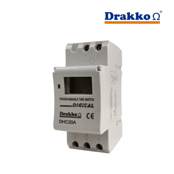 INTERRUPTOR HORARIO DIGITAL DIARIO SEMANAL 1 CC 20A 220V AC│DHC20A│DRAKKO