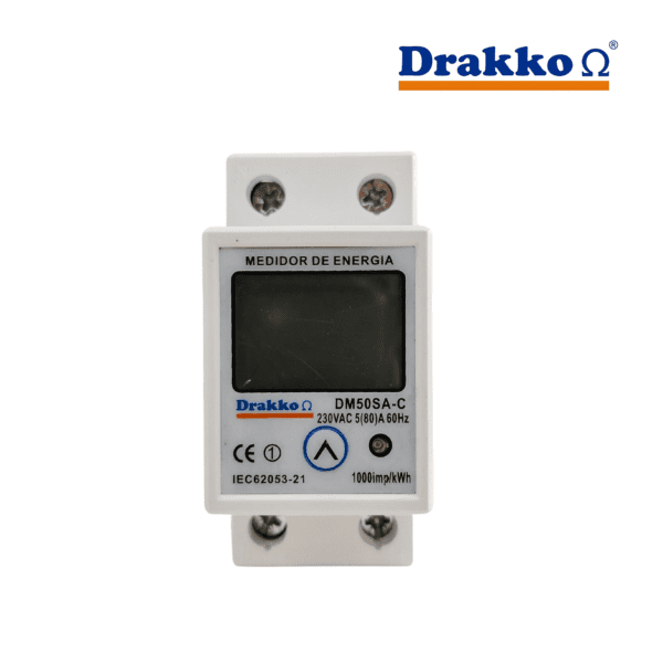CONTADOR DE ENERGIA MONOFASICO 230VAC 80A│DM50SA-C│DRAKKO