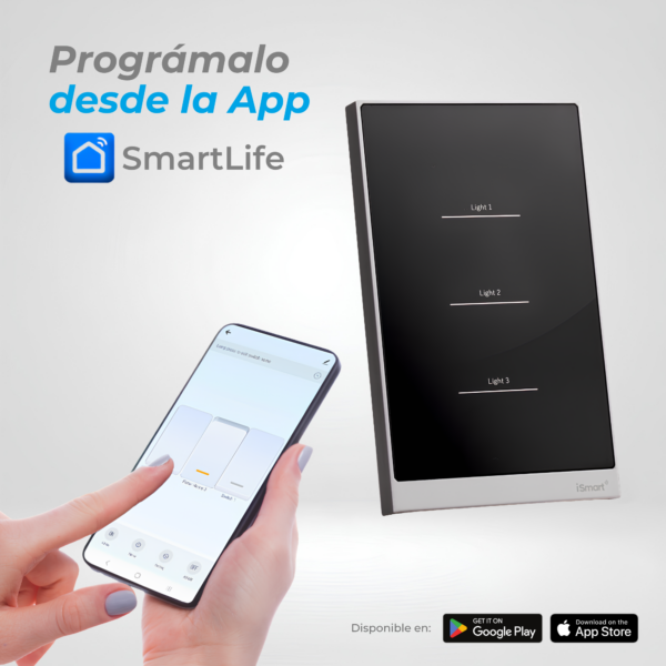 SWITCH PANEL NEGRO 3 TOQUES│SPN3│ISMART
